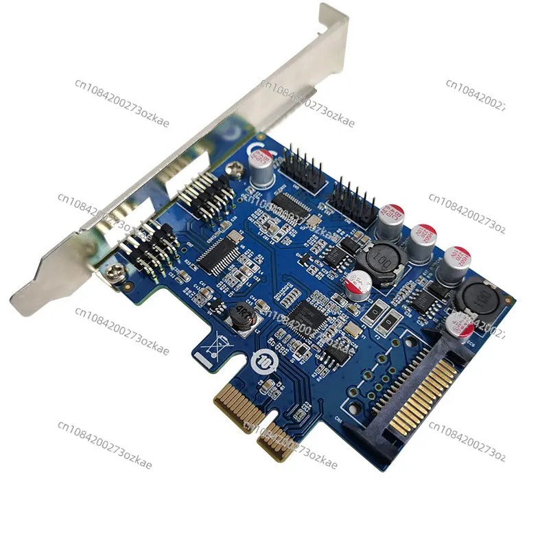 PCIe To USB2.0 Expansion Card 4 9-pin Built-in 9pin Hub Card Water-cooled RGB Light Fan for Speed Measurement