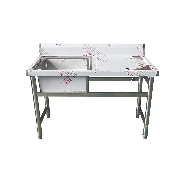 

#stainless steel work table with sink kitchen washing sink with one bowl and drainboard