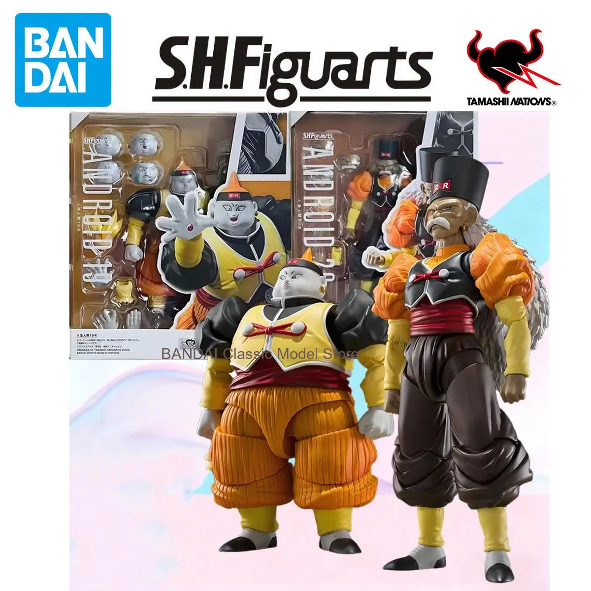 

In Stock BANDAI Original Box Figuarts DRAGON BALL ANDROID 19 ANDROID 20 Action Figure Model Toy Gift for Kids Foam Box Packaging