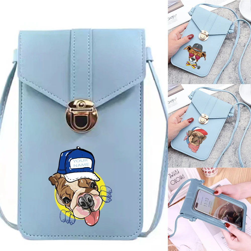Universal Phone Messenger Bag Touch Screen Cell Case Coin Purse Dog Printing Wallet Clutches Large Capacity Crossbody Bag New