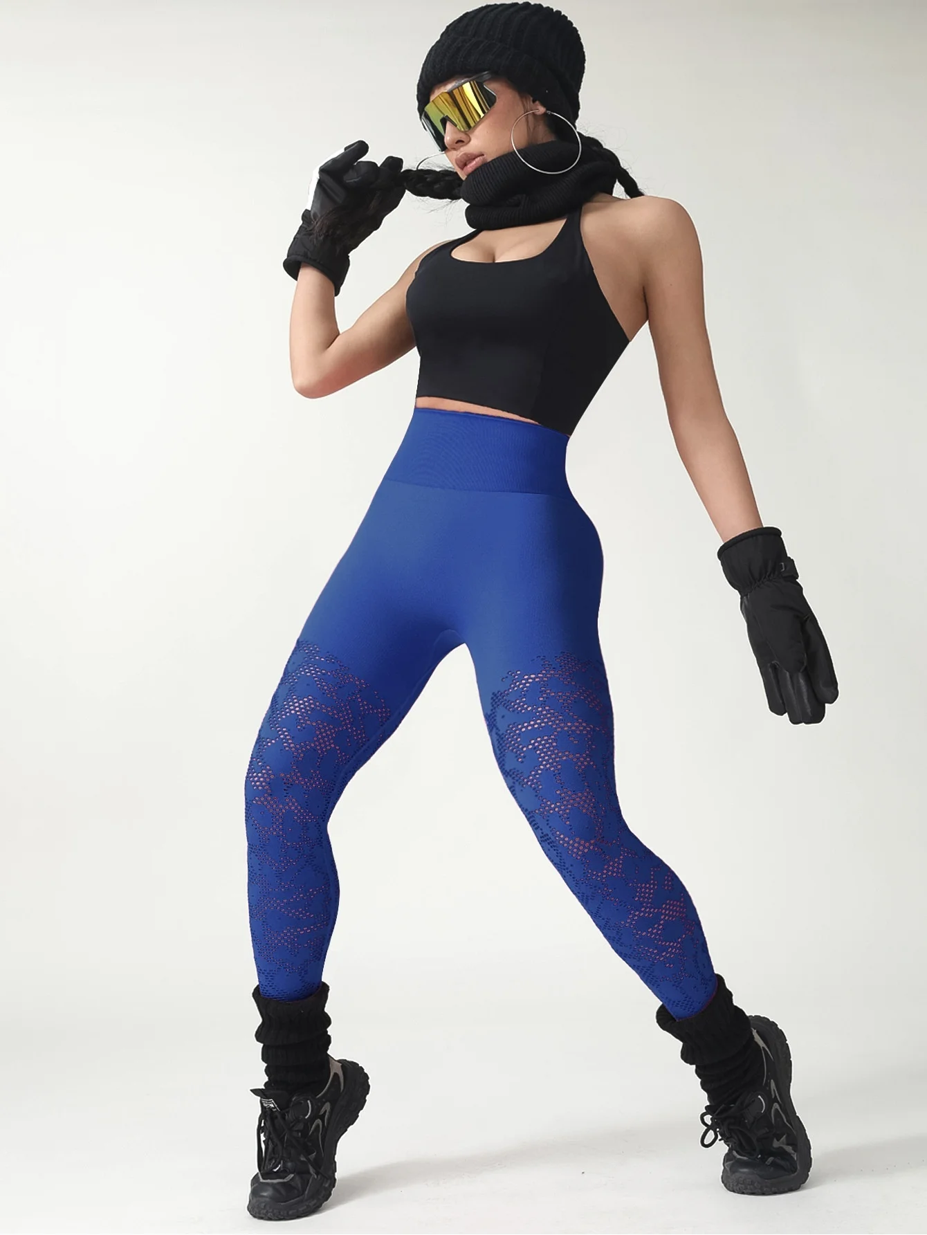 Yoga-Hose, extra schlank, für Damen, Wärme, maßgeschneidert, Damen, farbig, ästhetisch, Pantalon, Femme, grün, Lifting, leicht Streifen, Longline, Anti