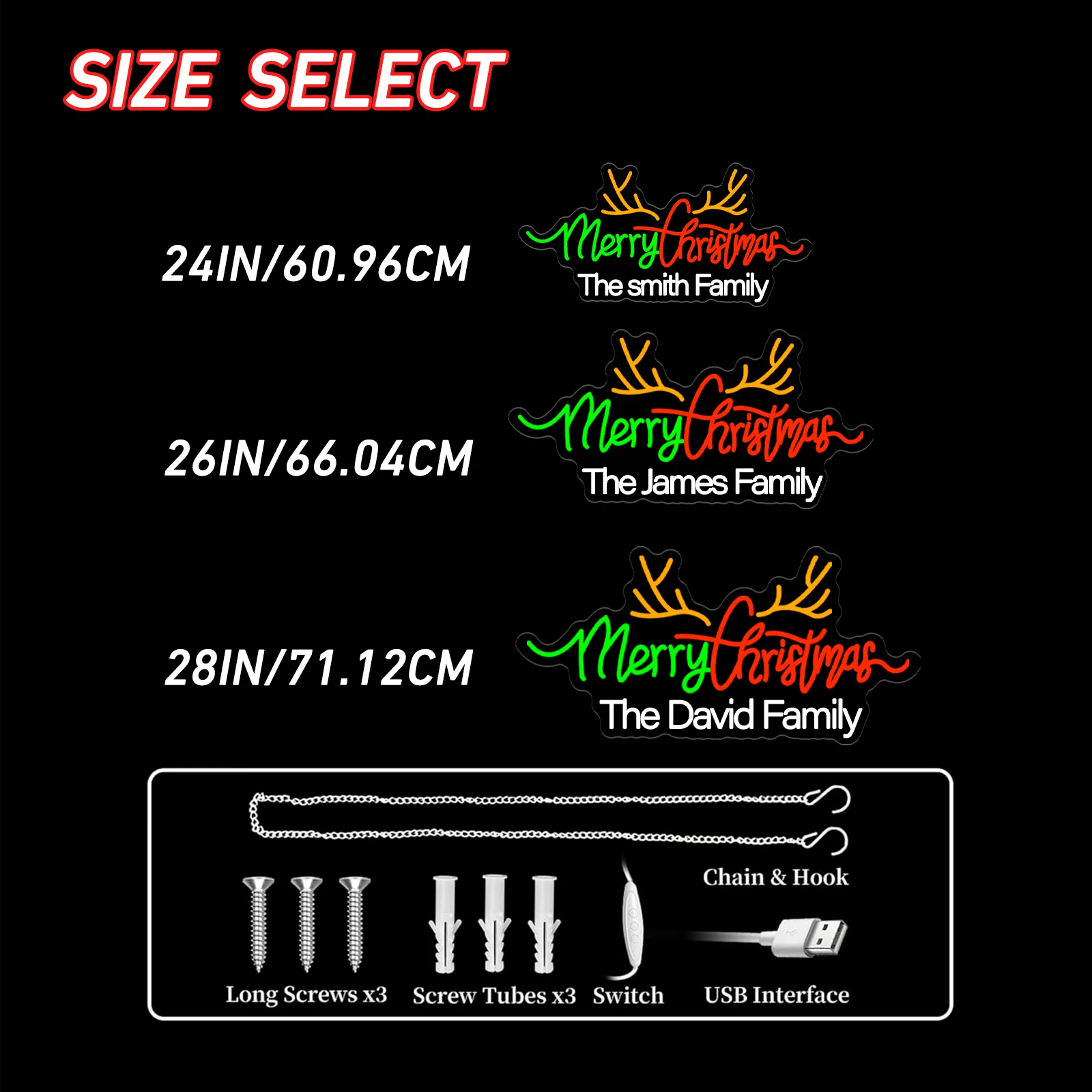 علامة نيون مخصصة لعيد الميلاد علامة نيون LED مخصصة تعمل بمنفذ USB علامة اسم شخصية ديكور جدار لحفلات الزفاف وأعياد الميلاد والهالوين