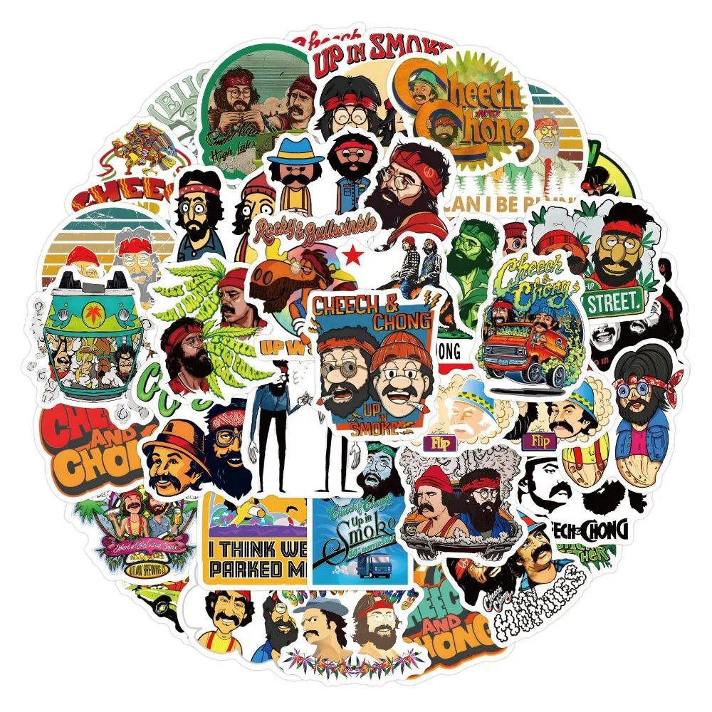 10/55Pcs Cheech e Chong Stickers Anime Cute Cartoon Phone Sticker fai da te per Laptop valigia Skateboard bagagli decalcomanie per auto