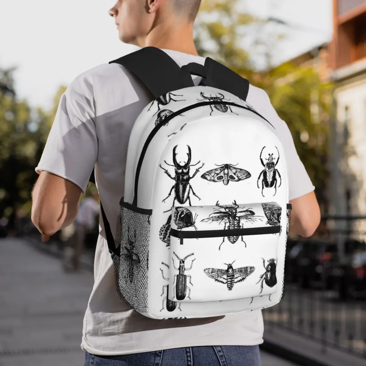 Vintage Beetle And Bug Insect Pattern Backpack Daypack Large Capacity Boys Girls BookBag School Bag Shoulder Bags for Men Women