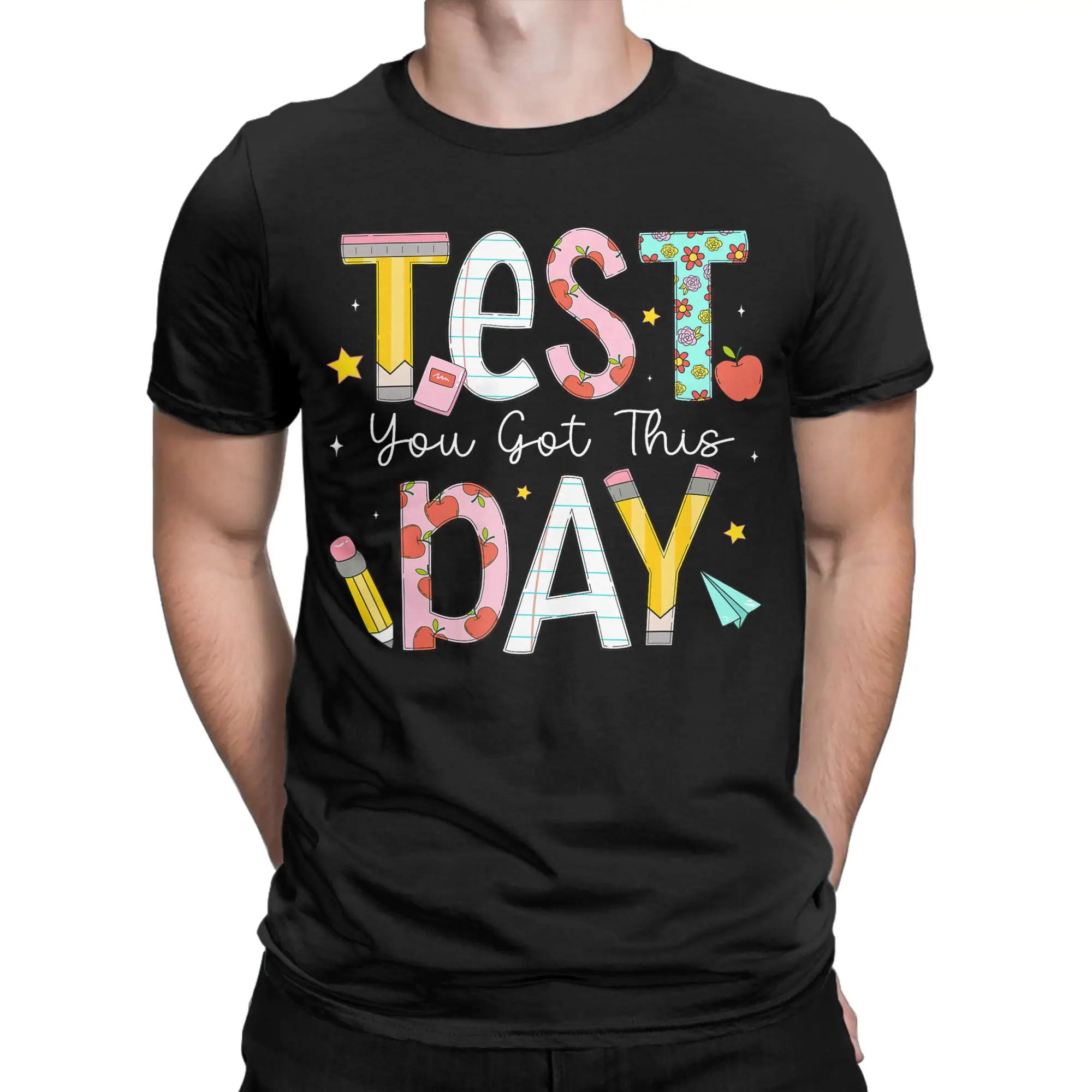 Men's Test Day You Got This Teacher State Testing T Shirts  Cotton Tees Summer Y2K Basic Short Sleeve T Shirt O Neck Tshirt