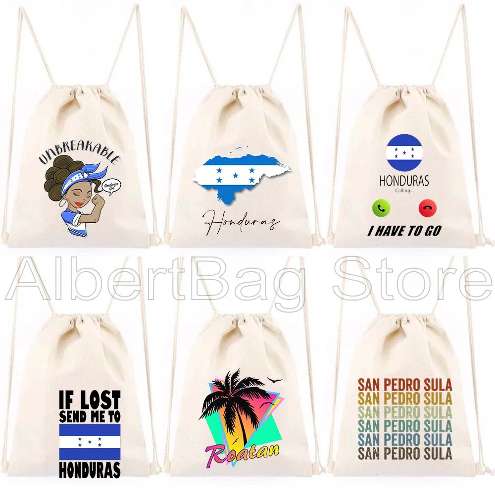 

San Pedro Sula Honduras Country Map Flag Hondurian Gifts Canvas Drawstring Bag Soccer Backpack Yoga Sackpack Sports String Bag