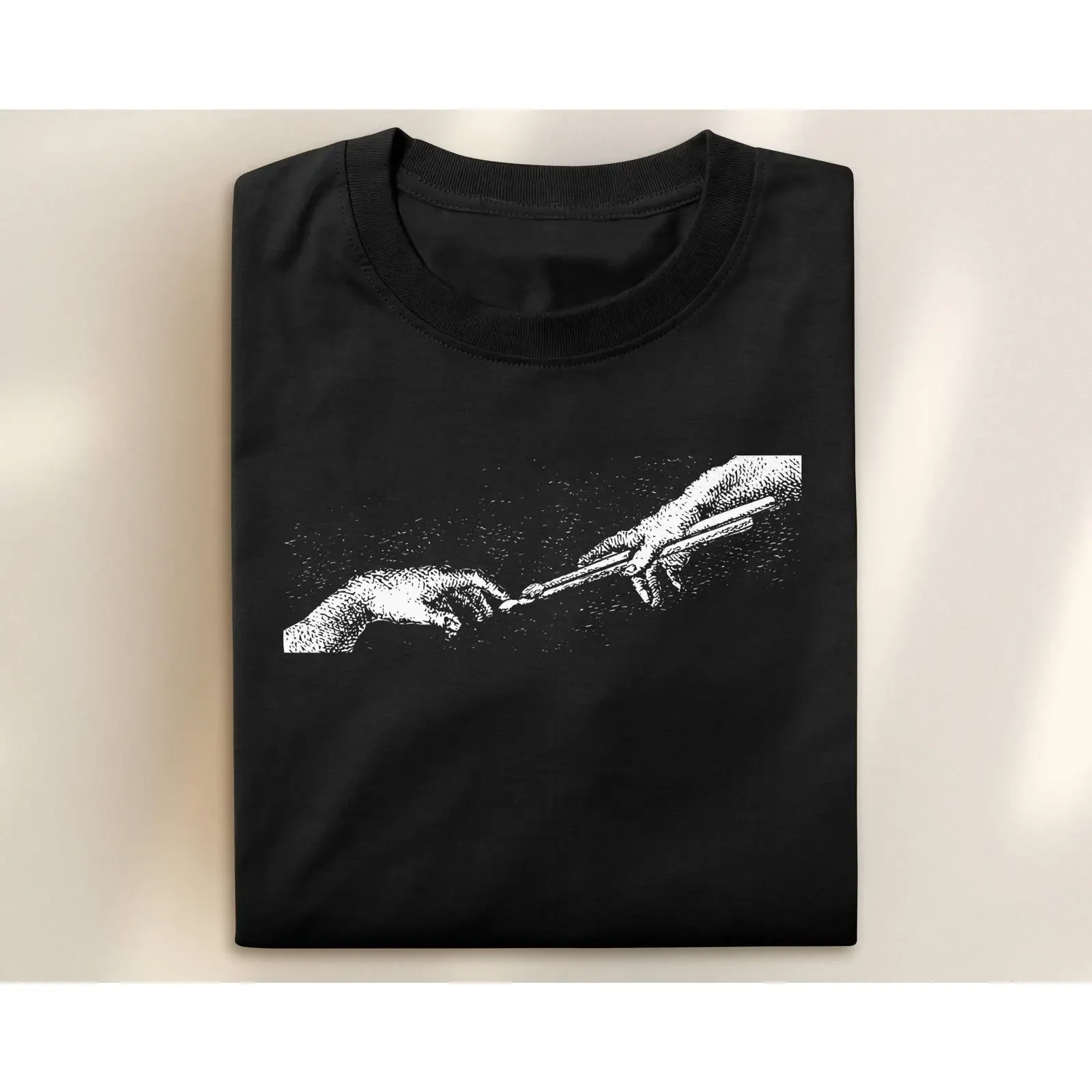 Michelangelo Schöpfung des Adams Trommelstöcke Lustiges T-Shirt für Schlagzeuger, Musikliebhaber, Musiker, Ehemann, Premium Vintage Washed Homme