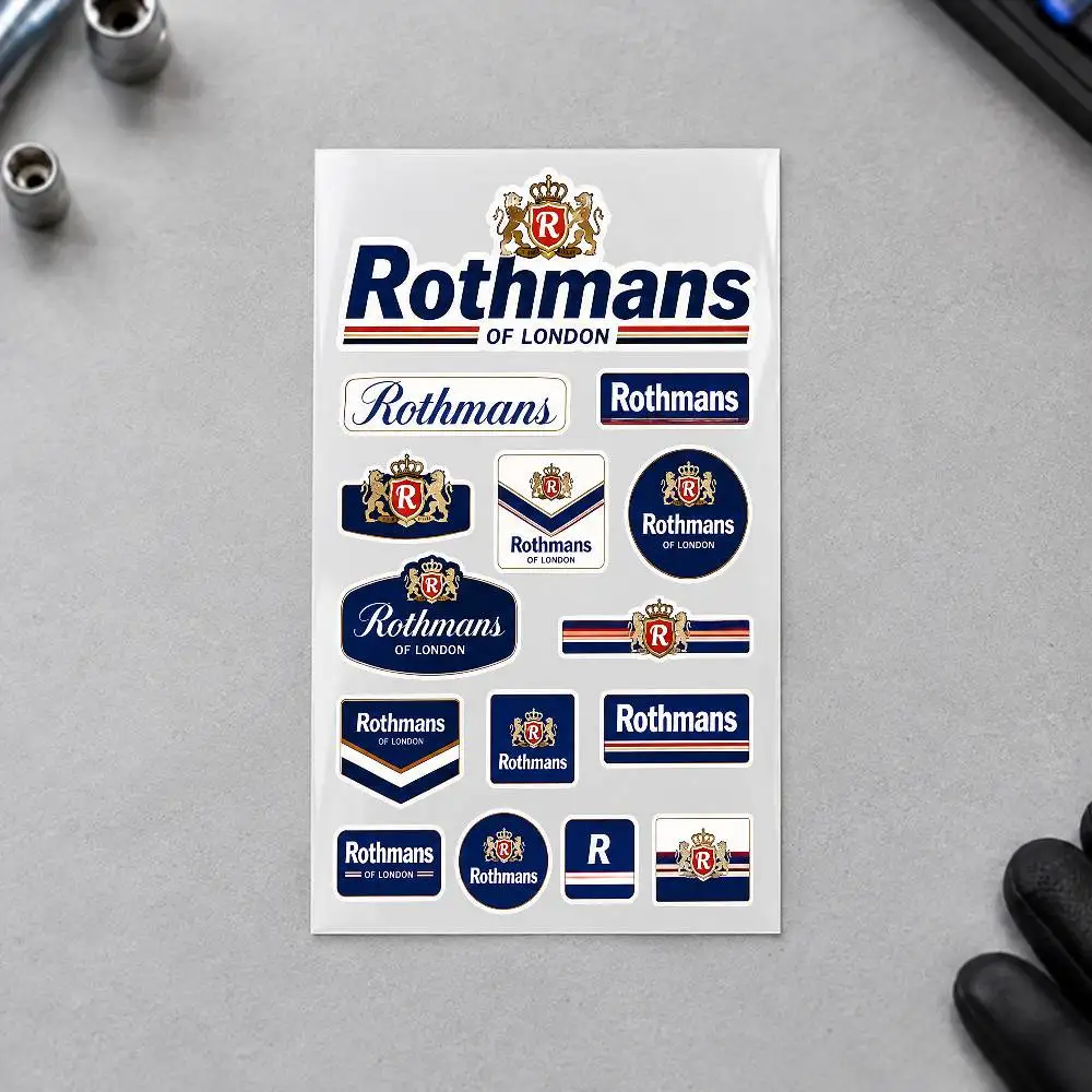 R-Rothmans Motorcycle Sticker Set Reflective Decals For Helmet Fuel Tank Fairing Body Custom Bike Graphics Kit