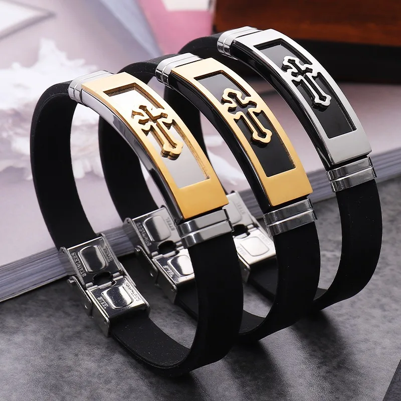 Hot selling new popular cross men's bracelet retro cutout bracelet jewelry women's shamrock party