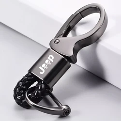 Leather Rope Car Keychain Key Rings Keyring For JEEP Grand Cherokee WK WK2 KJ KK KL Commander XK Renegade Car Accessories