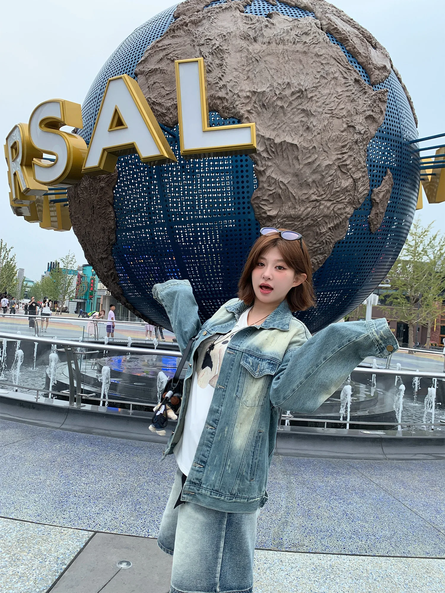 

Женская джинсовая куртка в стиле ретро, приталенная, с длинными рукавами, осенняя, для повседневной носки, Zhou Baizi Global Jeans