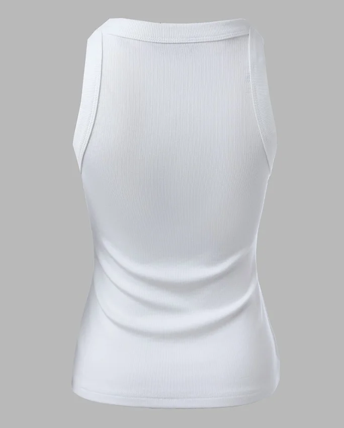 Sleeveless Ribbed Knit Tank Top Slim Fit Basic Casual Everyday Wear For Women image 2
