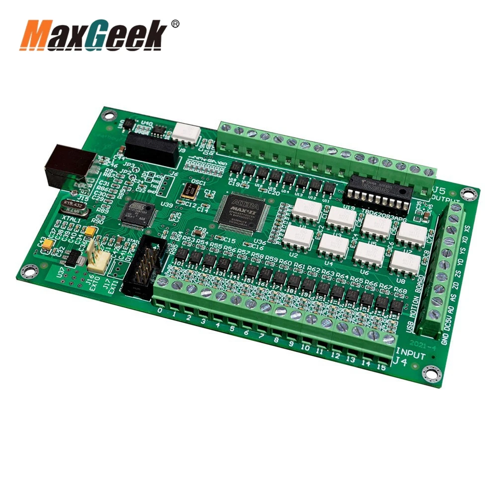 Maxgeek Latest Upgrade 3 Axis 4 Axis Mach3 Motion Card CNC Mach3 Breakout Board Motion Controller USB Driver-Free AKZ250(B)