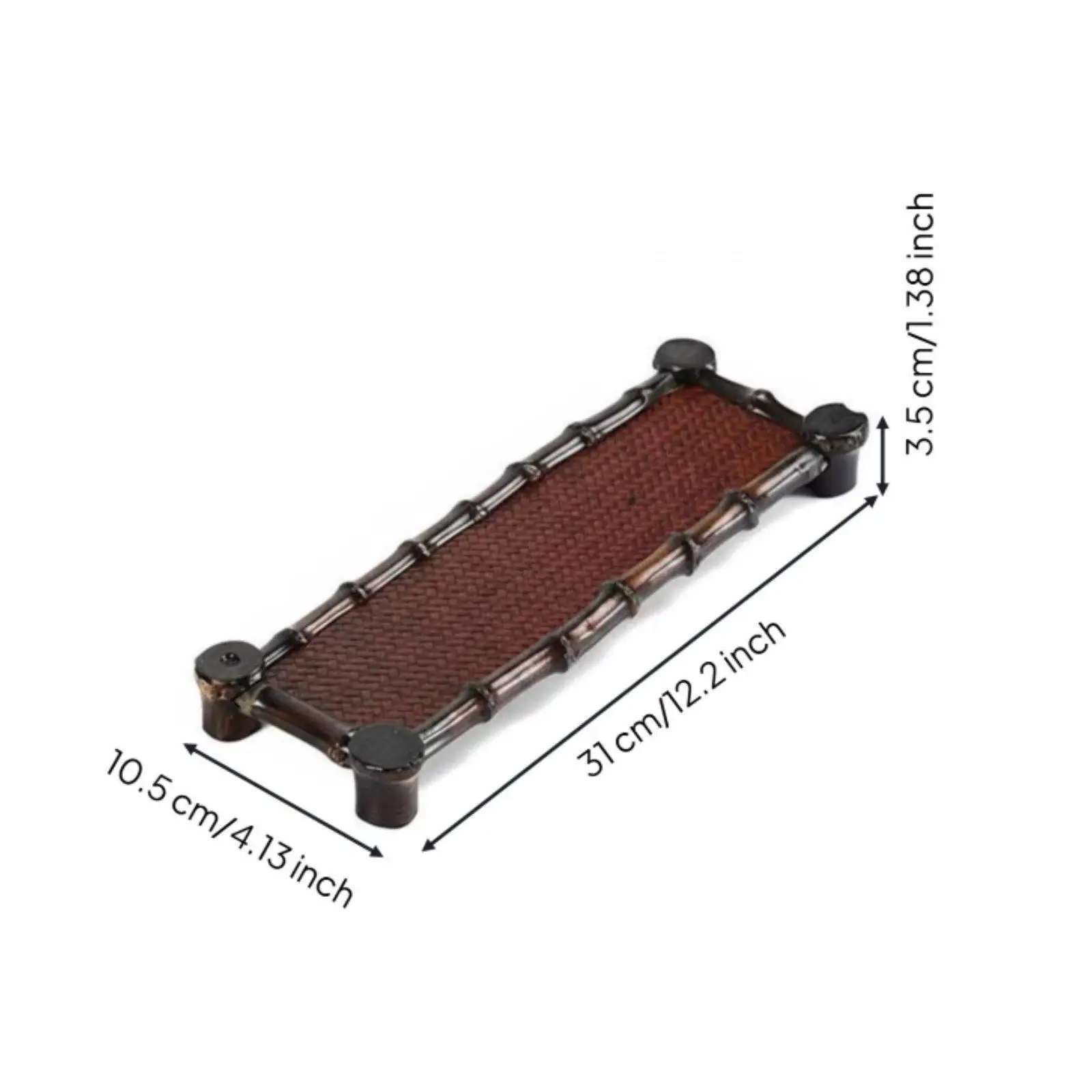 Natural Bamboo Serving Tray for Tea Ceremony with Retro Weave Pattern Design