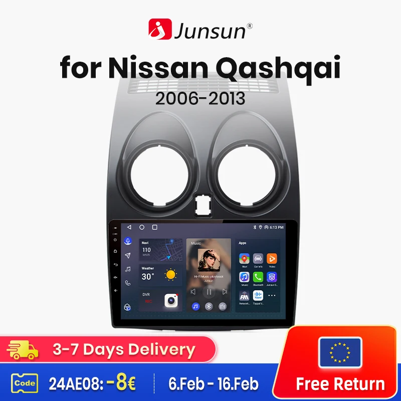 

Junsun V1 AI Voice Wireless CarPlay Android Auto Radio for Nissan Qashqai J10 2006 2007 2008-2013 4G Car Multimedia GPS 2din