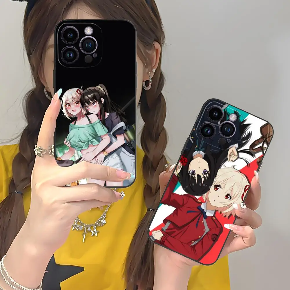Casing Ponsel Anime Lycoris Recoil untuk iPhone 17 16 15 14 13 12 11 X XR XS 8 7 Pro Max Plus Mini Warna-warni Pelindung Cantik