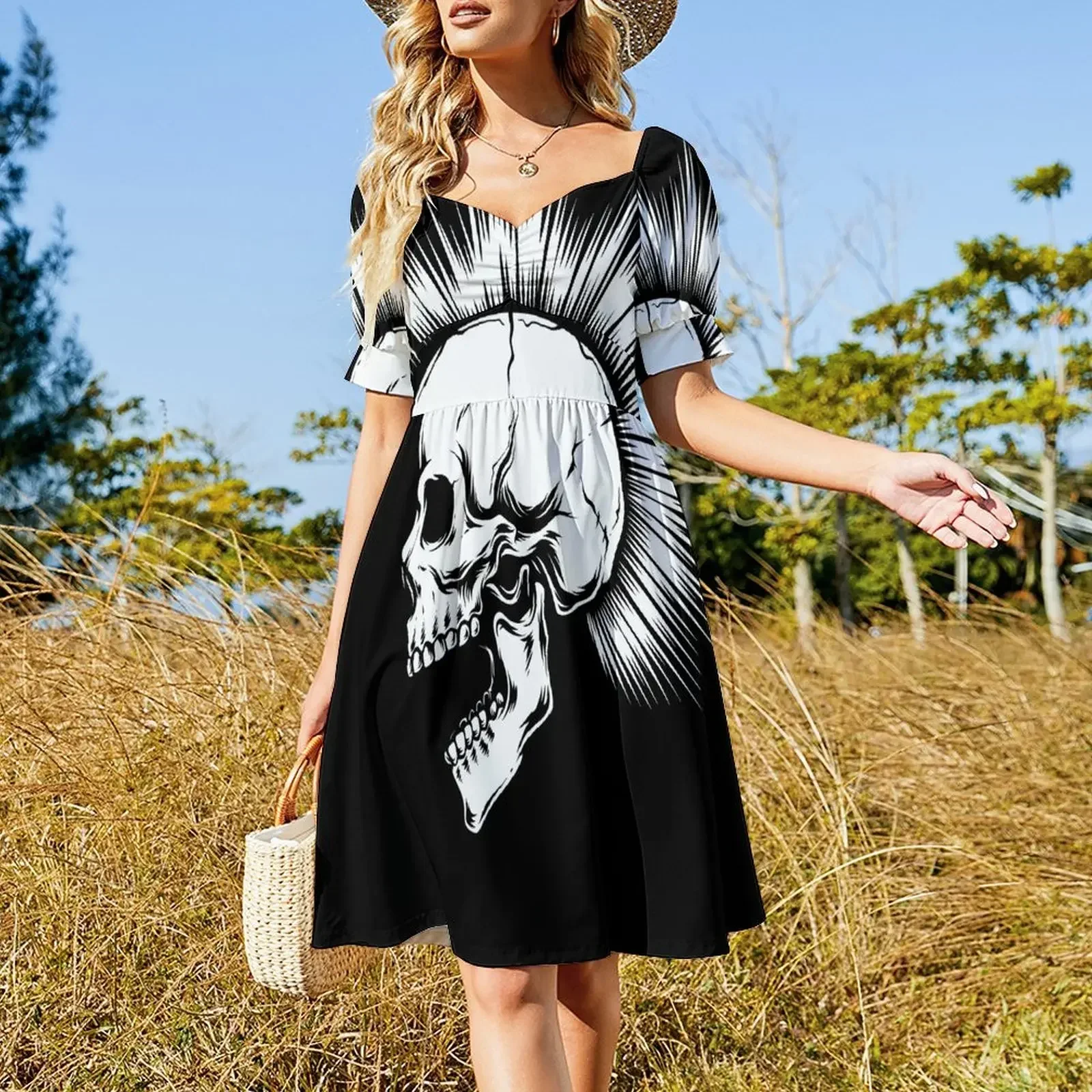 Punk Skull with Mohawk Sleeveless Dress luxury woman evening dress elegant dresses for women Dress