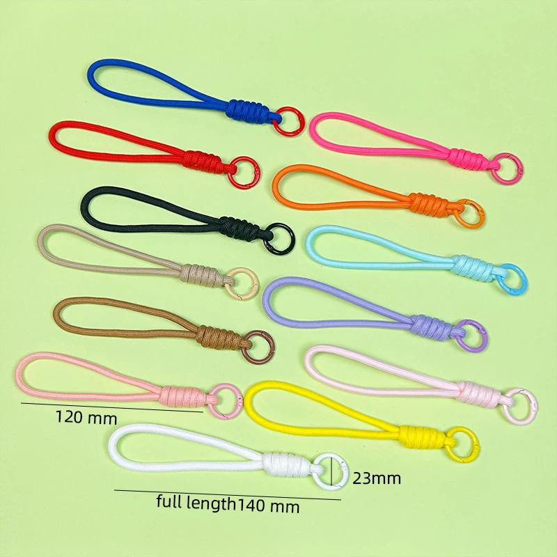 14cm Braided Lanyard Bag Keychain with Carabiner Dolls Phone Case Hanging Strap Rope Keyring Keys Holder Diy O Ring Clasp