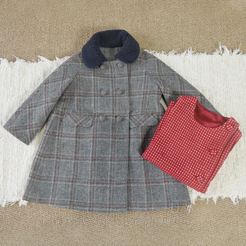New Arrival Girls' Elegant Woolen Vest Dress & Padded Wool Long Coat - Baby Girl's New Year Outfit for 90-140cm