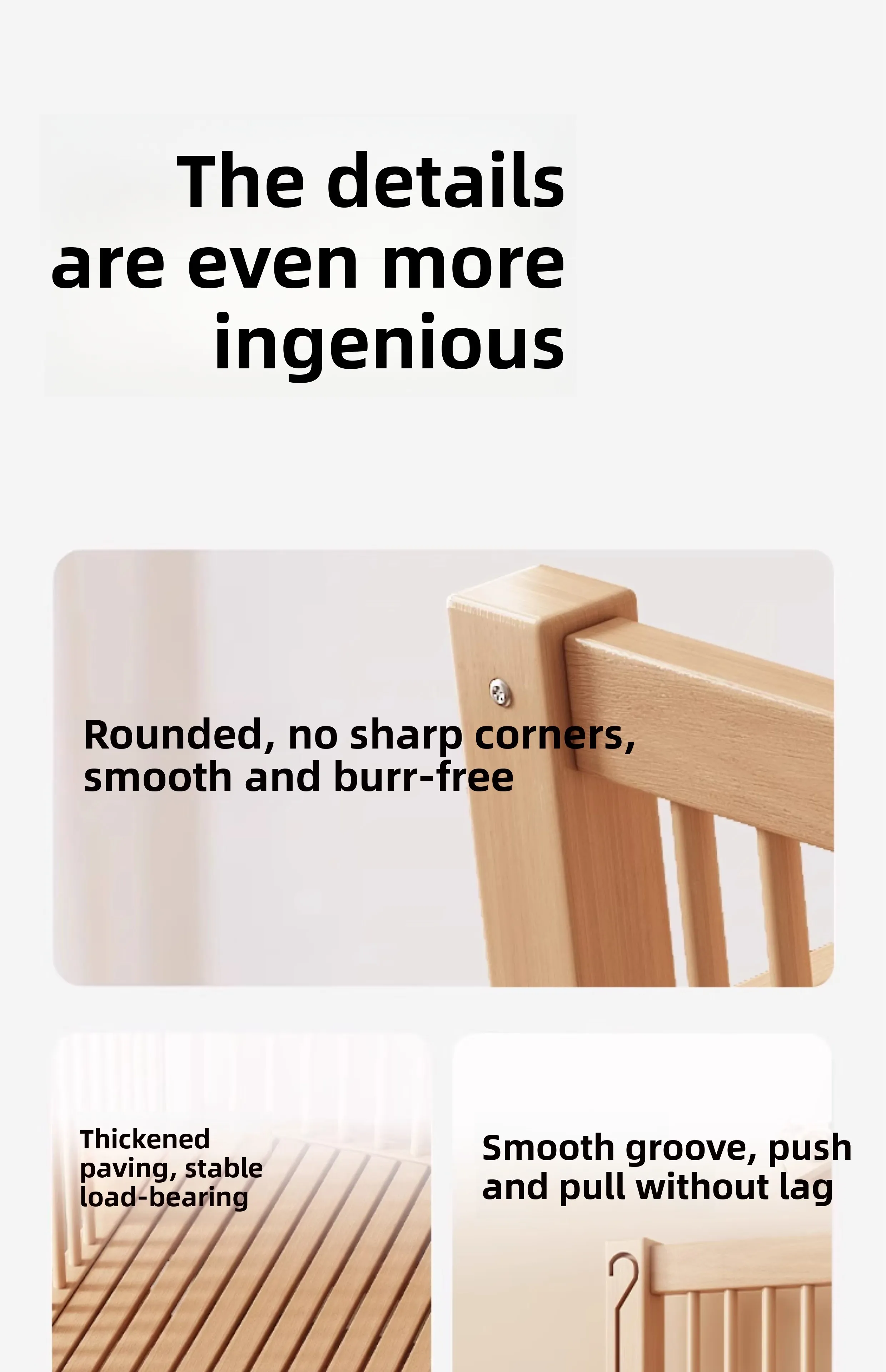 Massief houten kinderbed, beukenhouten splitbed, verbreed klein bed splitbed, hefleuning, wieg