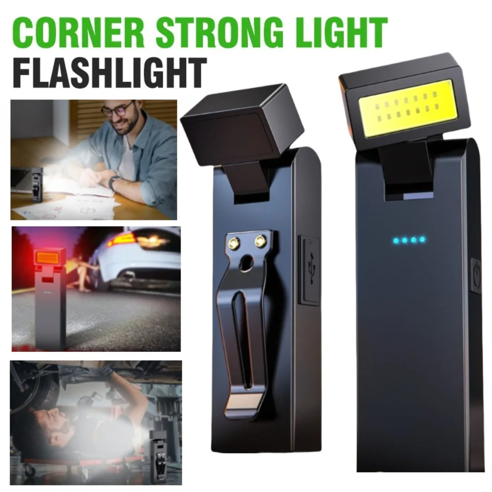 Portable MINI LED Flashlight Rechargeable Powerful Work Light 180° Rotatable Emergency Torch for Outdoor Camping Car Inspection