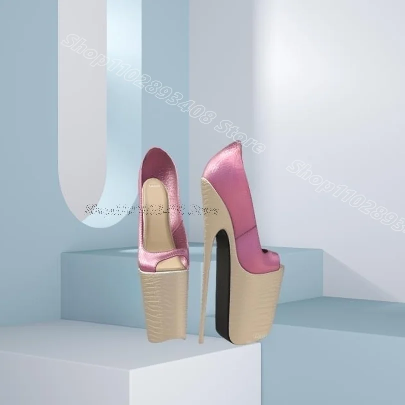 Décolleté slip on con piattaforma bicolore design sexy open toe per le donne abito casual primaverile moda pompe eleganti 2025 Zapatos Para Mujere