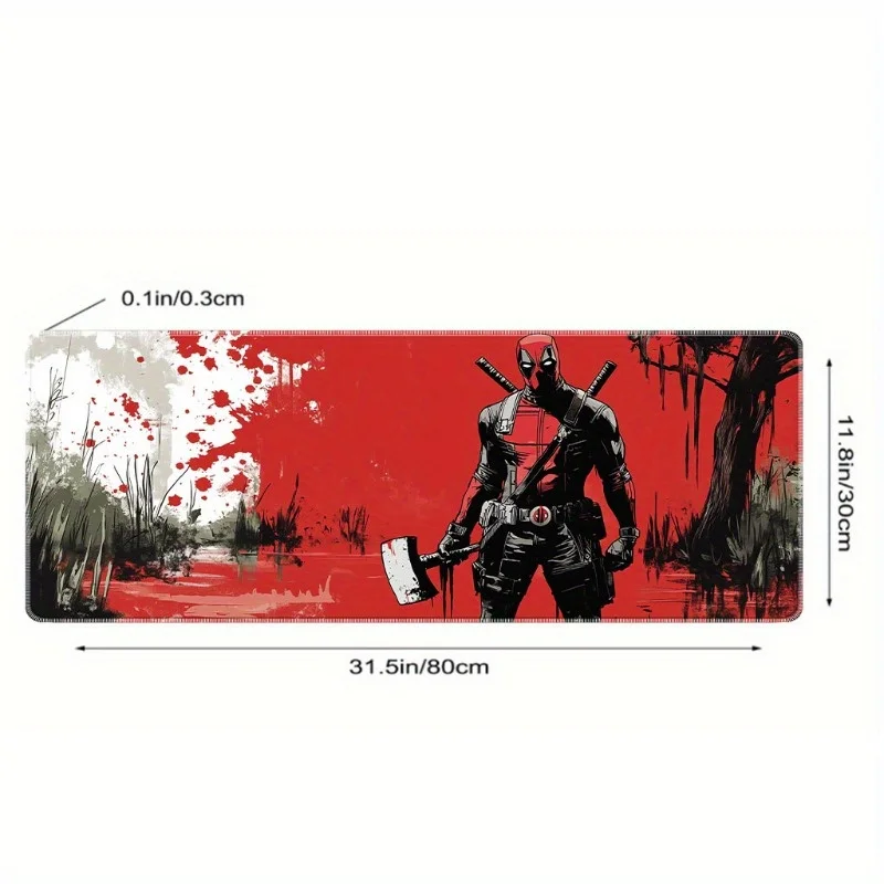 لوحة ماوس ألعاب Deadpool مرخصة رسميًا من MARVEL - سطح مطاطي عالي الجودة غير قابل للانزلاق، عمل فني أحمر وأسود نابض بالحياة مع Dy