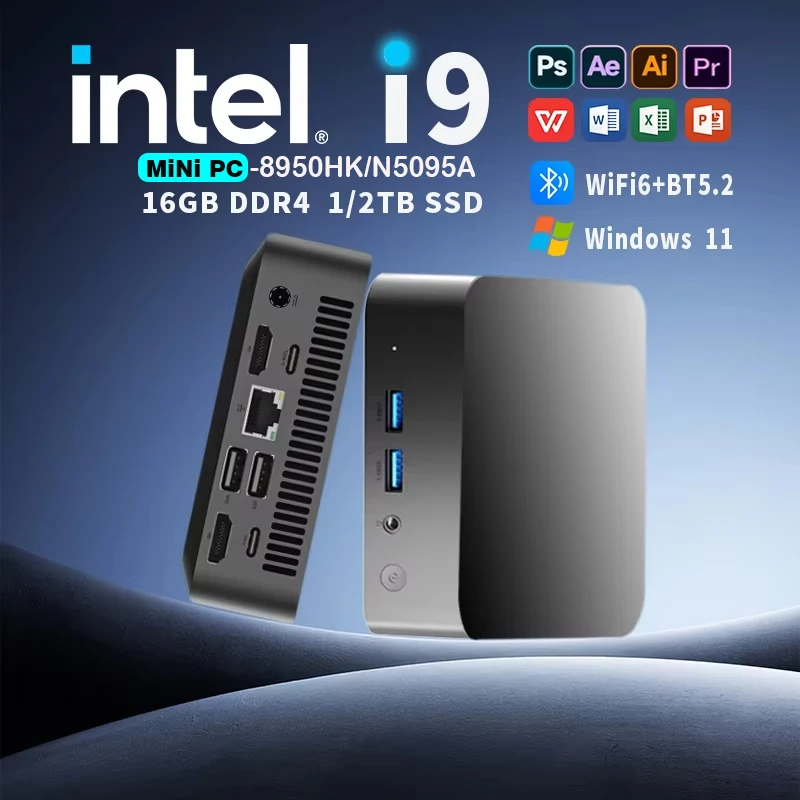 

Mini PC Windows 11 Pro Intel Core i9 8950HK 16GB DDR4 1TB SSD PC Gamer Computer Dual WIFI 6 BT5.2 4K HD Mini Gaming Pc Desktop