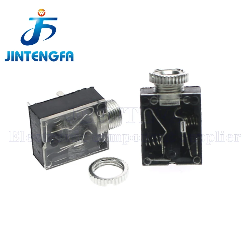 10PCS PJ-324M 5Pin 3.5mm Stereo Audio Jack Female Socket PCB Panel Mount For Headphone With Nut MP3 MP4 MP5 Player PJ324