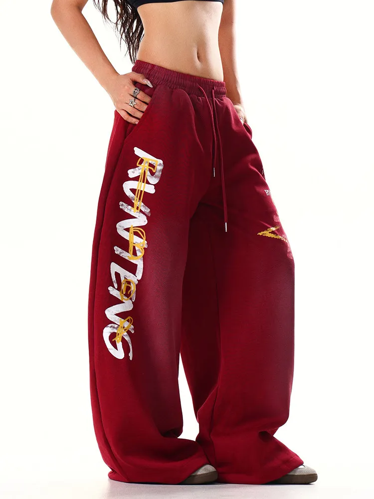 Women's Red Gothic Baggy Star Sweatpants Y2k Emo Pants Harajuku Oversize Pants Japanese 2000s Style Vintage Trousers Clothes