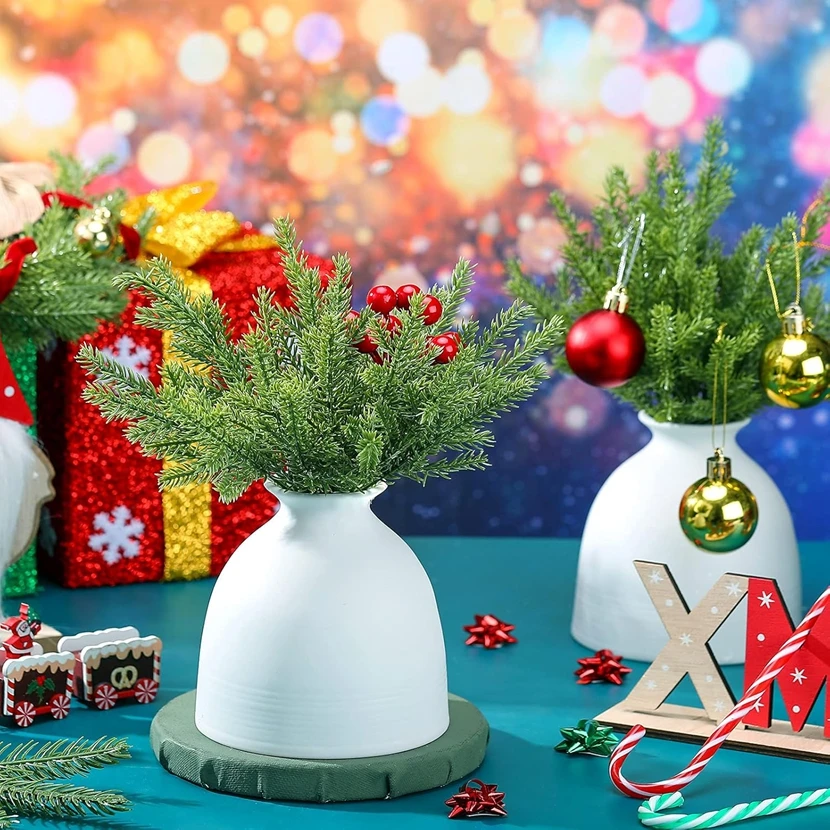 10/15 Uds plantas artificiales árbol de Navidad barato agujas de pino decoración de Año Nuevo hogar jardín al aire libre arte para álbum de recortes Diy caja de dulces de regalo