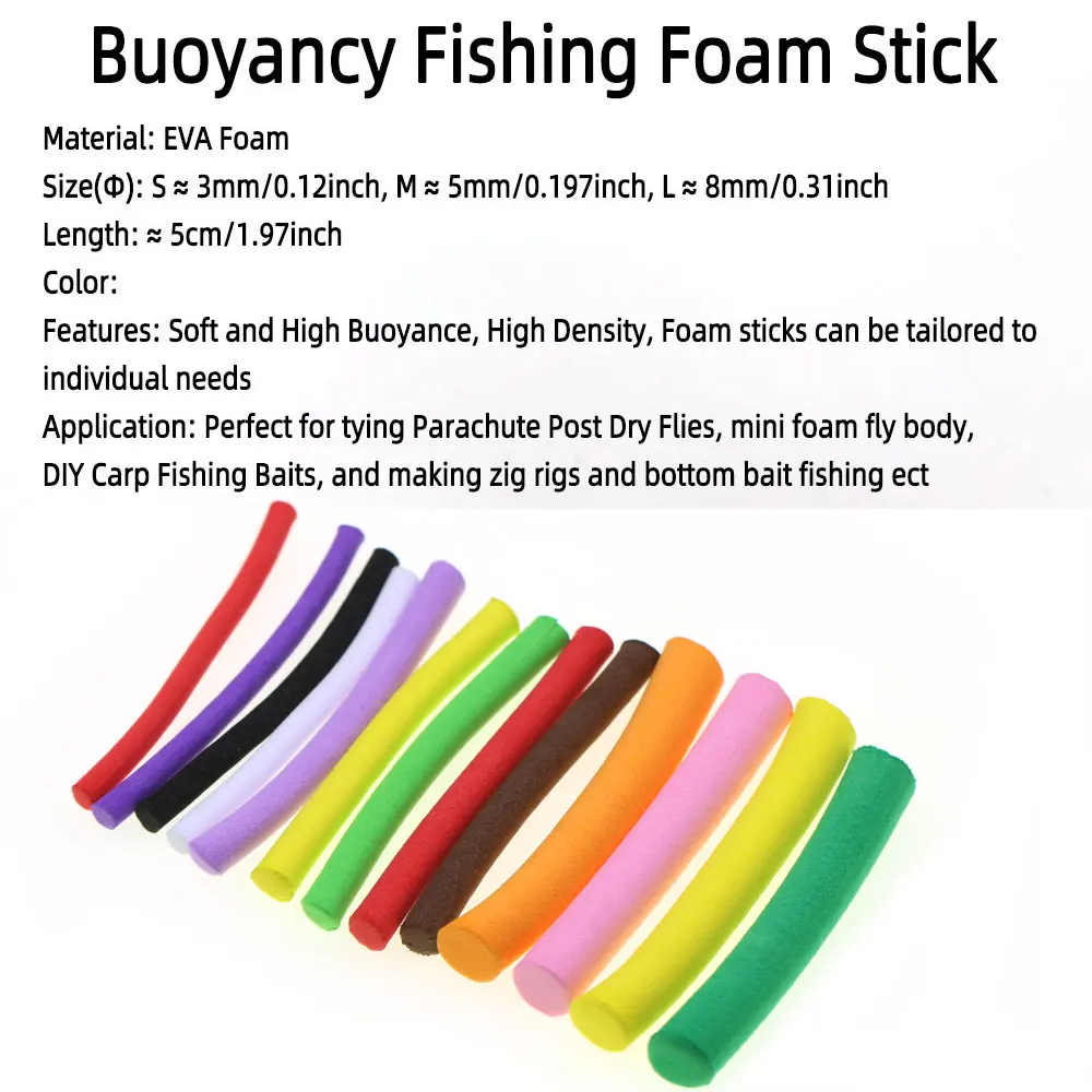 14/20 Stück 3mm 5mm 8mm Auftrieb-Angelschaumsticks, Parachute Dry Flies Pop-up & Zig Schaum-Softzylinder, Karpfenangelhakenköder – Detail 2