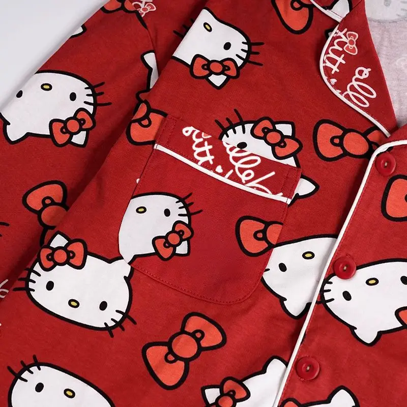 New Year\'s Red Hello Kitty Hangyodon Pajamas for Women In Autumn and Winter New Cartoon Cute Home Furnishing Set Birthday Gift