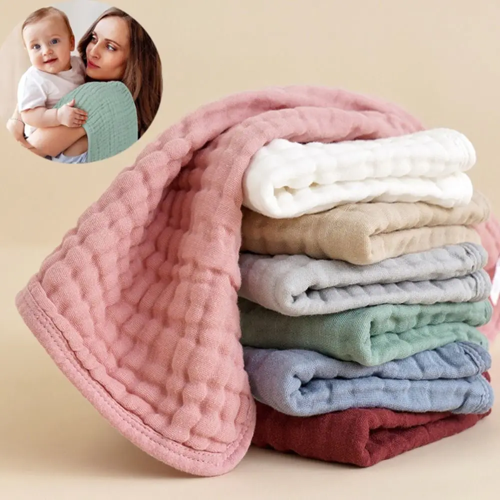 Multicolor Cotton Muslin Burp Cloths Large Breathable Newborn Bib 6 Layers Hand Washcloths for Boys Girls