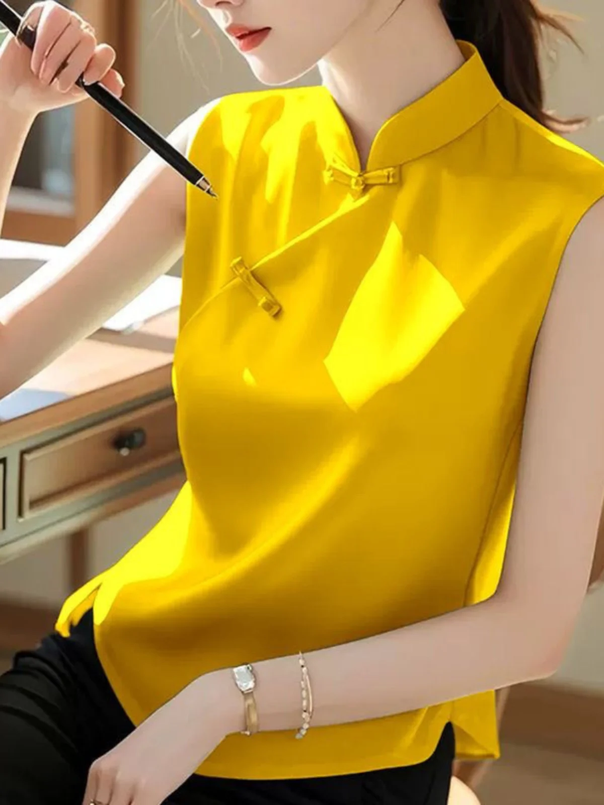 

Шифоновый жилет Ele Loose Svel, топ, женский модный универсальный летний Новое поступление, свободный крой в китайском стиле irt