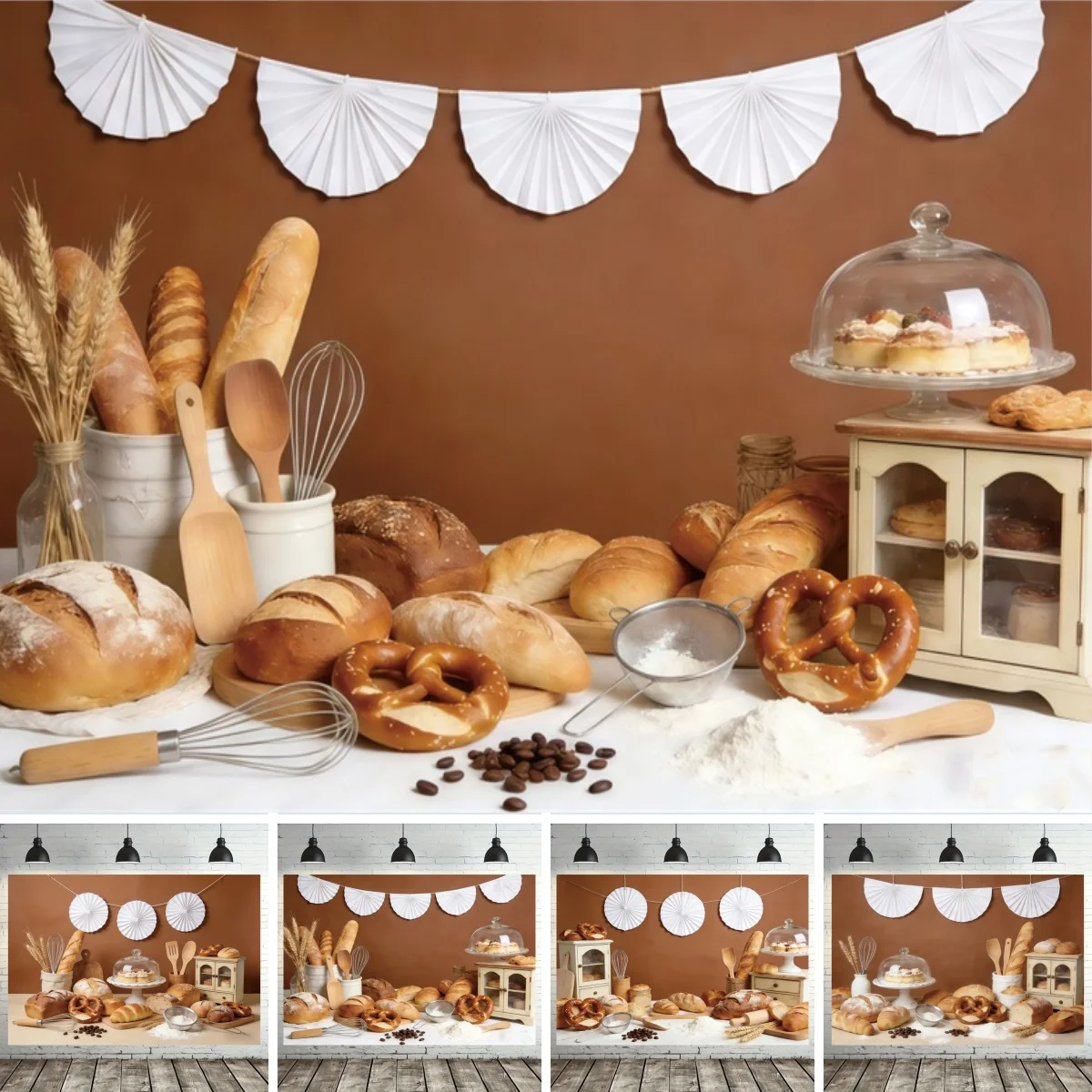 Newborn 1st Birthday Party Photography Backdrop Baking Bread Cake Baby Shower Baby Portrait Photo Background Photostudio Prop
