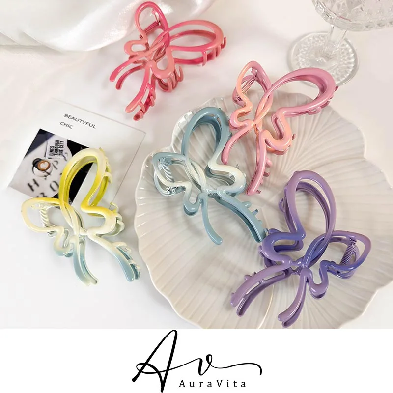 2024 New Trend Alloy Gradient Color Butterfly Hollow Out Claw Clip Birthday Party Hair Clip Women's Elegant Hair Accessories