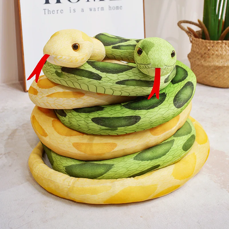 100~300cm Boa Snake Doll Wild Animal Scary Like Real Plush Toy Tongue Out Green Yellow Red Brown Stuffed Plushie Birthday Gift