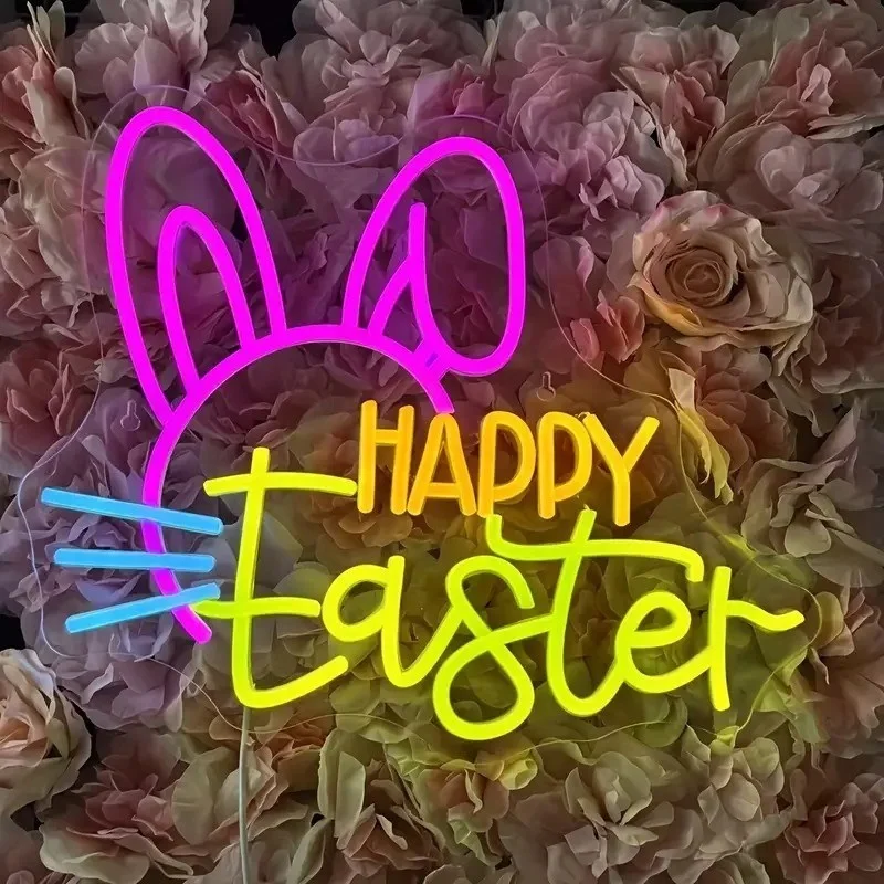 Rabbit Cartoon Animal Image Neon Light Production, Children's Room Theme Decoration, Amusement Park Layout, Light Signs
