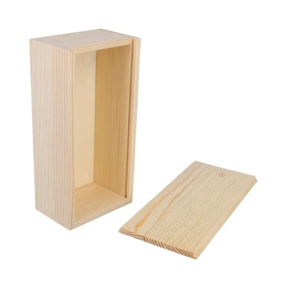 

Collection Slid Top Pine Pull-out Box Natural Case Blank Sliding Cover Wooden Box Log Drawer Durable Wood Storage Box DIY Case