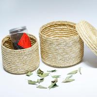 Handmade Seagrass Woven Storage Box Seaweed Storage Finishing Basket with Lid Sundry Bath Cosmetic Towel Container