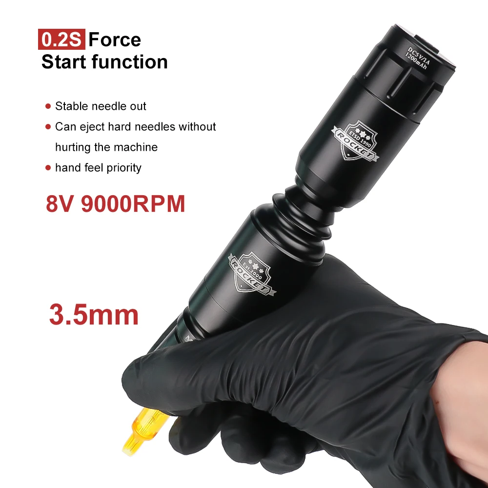 New 4 Colors Rocket Tattoo Pen Rotary Gun Motor Machine For RCA Socket Tattoo Battery Power For Permanent Makeup Tattoo Supplies