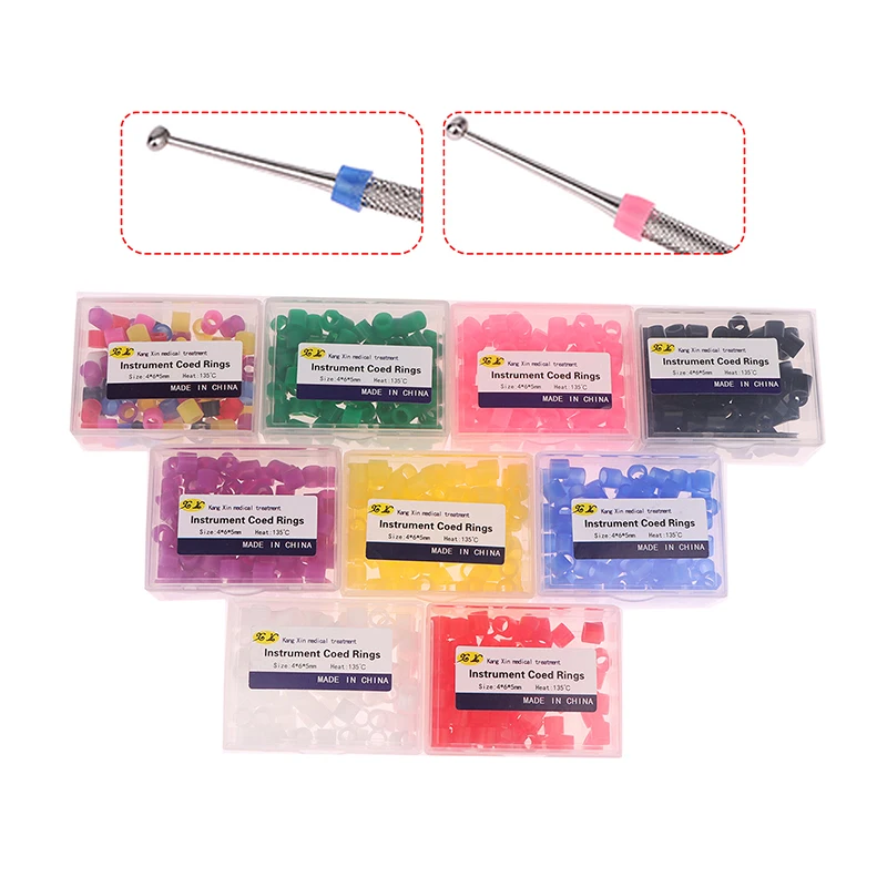 100 Pcs/Box Dental Silicone Instrument Color Code Rings Small Type Autoclavable Orthodontic Circle Multi-Color Silicone