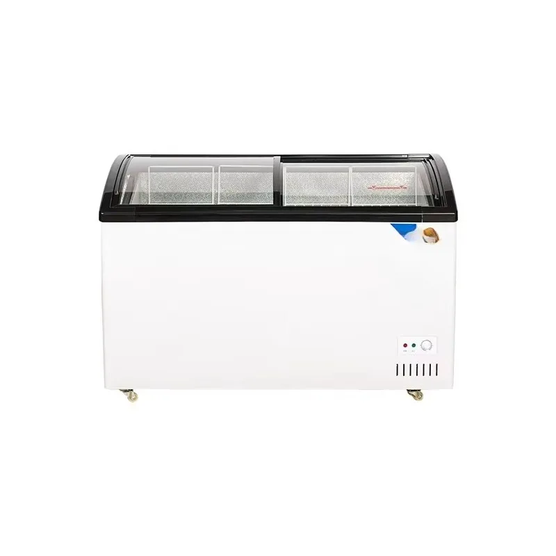 Horizontal refrigerator Ice cream cabinet Glass door Direct cooling top opening Mini display cabinet Deep freezer