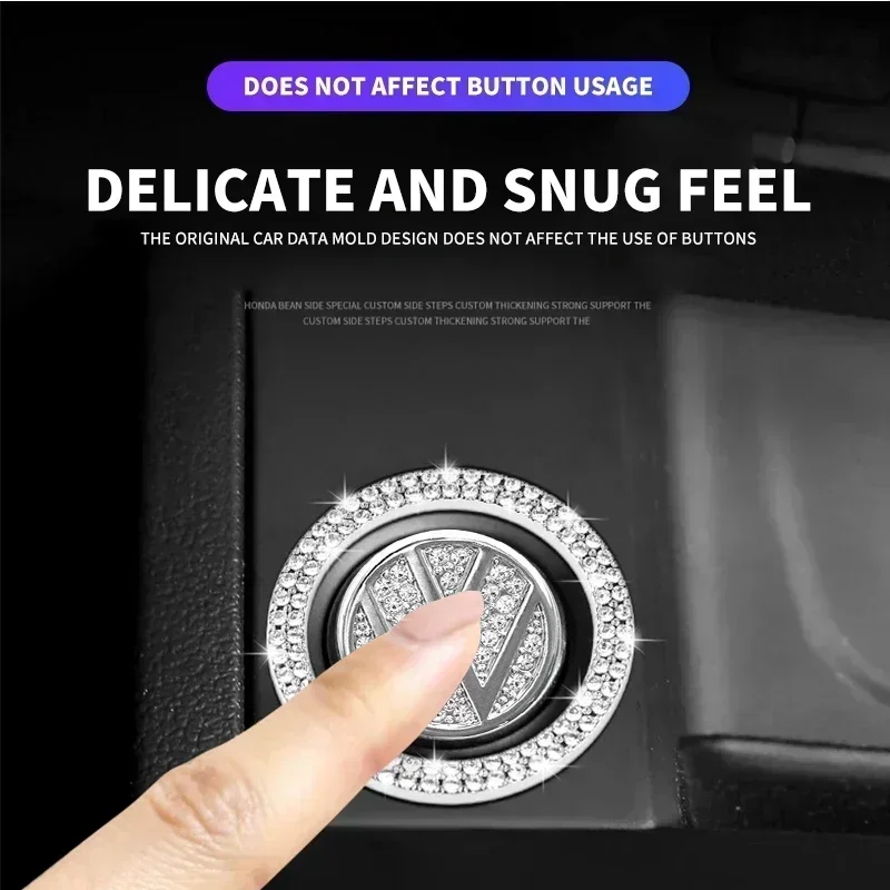Diamond Car One-click Start Button Emblem Decoration For VW GTI Rline Polo Golf CC Passat Tiguan Arteon Caddy Jetta Beetle