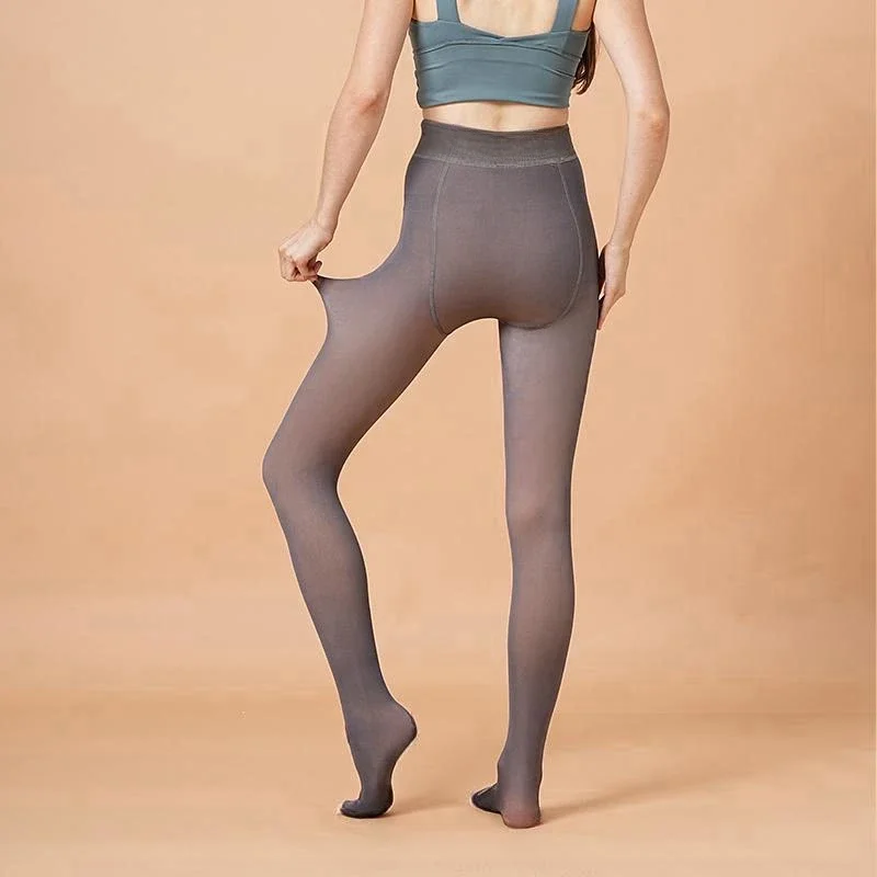 Zimní punčocháče pro ženy, teplé fleecové punčocháče, punčocháče s vysokým pasem, silné fleecové punčocháče, elastické termoprůsvitné punčochy pro ženy - náhled 6