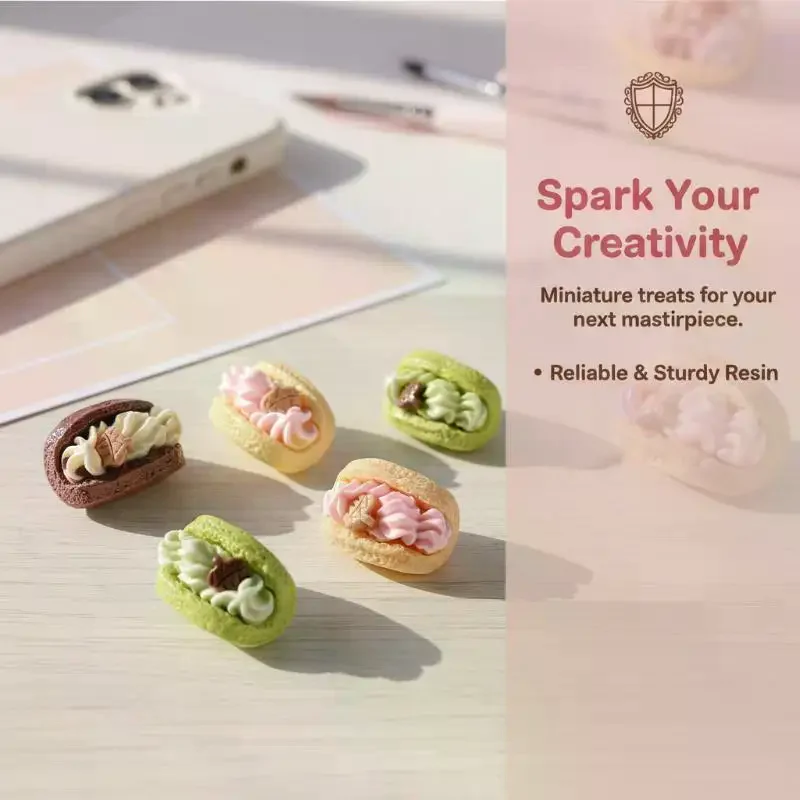 10pcs Resin Model Cute 3D Fake Food Cream Cake Simulation DIY Accessories Dollhouse Miniatures Ornament Craft Home Decor
