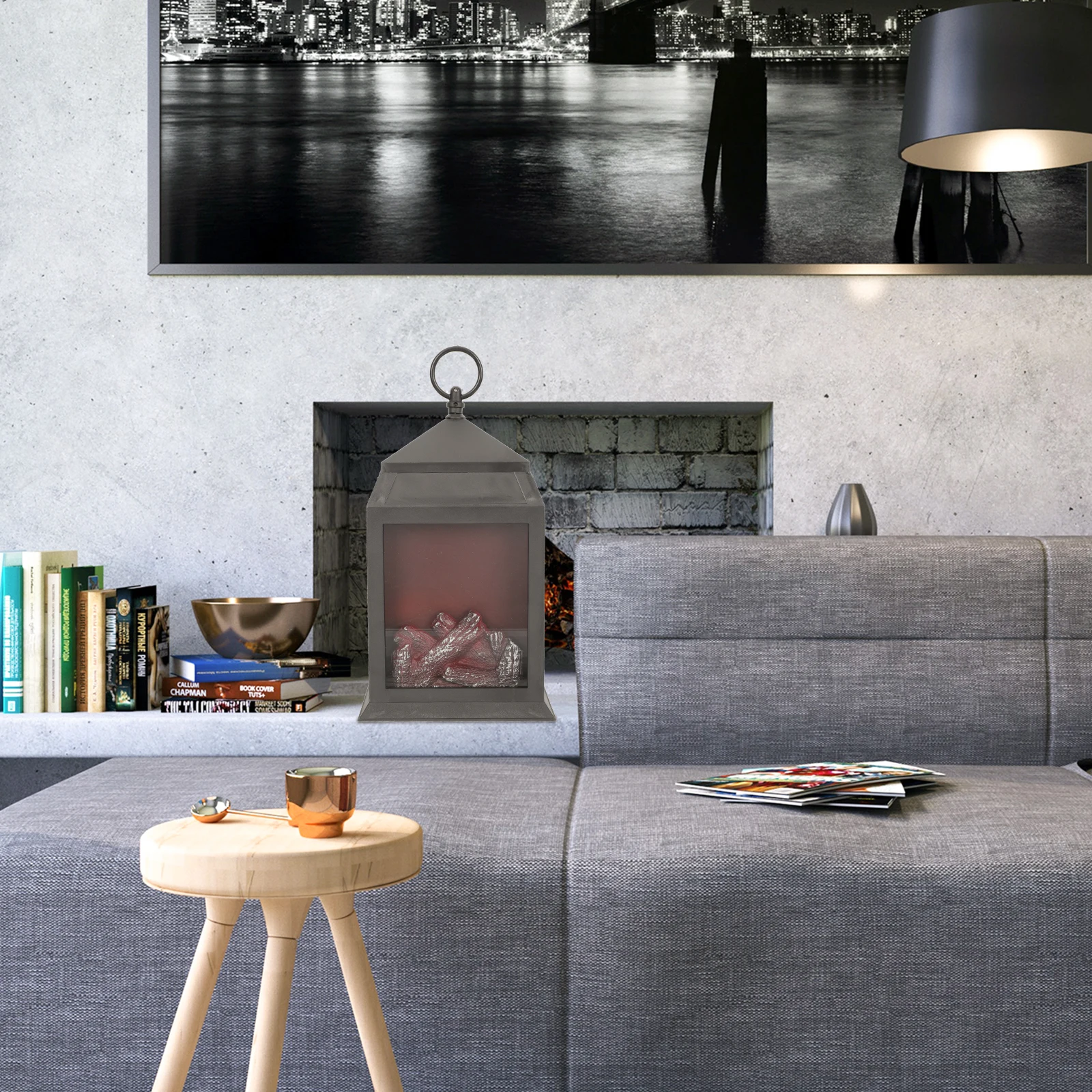 

Plastic Simulation LED Wind Lamp Flame Fireplace Light Home Decor Mild Lighting Effect Unique Lantern Bedroom Living Room