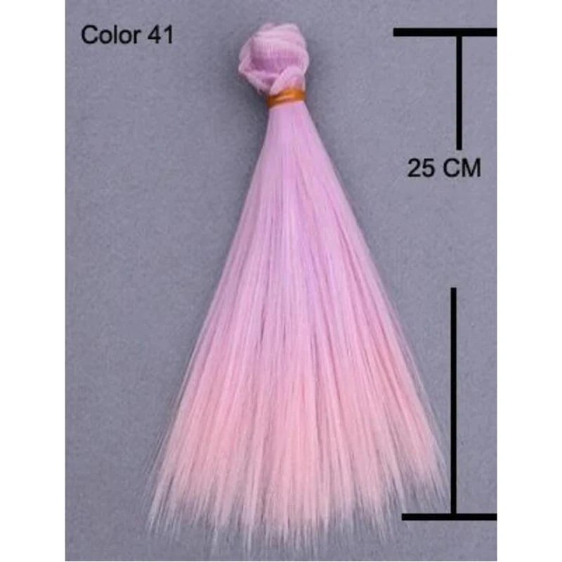 1pcs 25cm long straight high terpature heat resistant doll hair green purple color thick 1/3 /1/4 1/6 bjd doll wigs