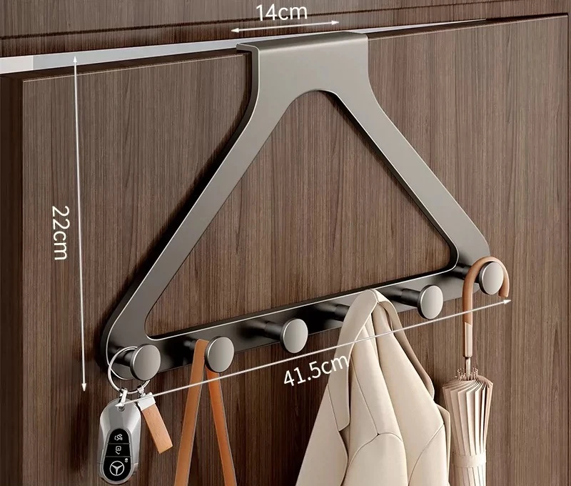 Entryway ABS Traceless Clothes Hook Organizer, Punch-Free Over The Door Hanger for Coats, Hats, Bags, Scarves